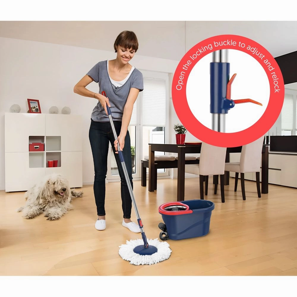 SUGARDAY Spin Mop and Bucket System with Wringer Set for Floors Cleaning, Red