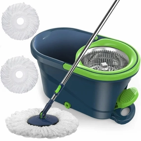 SUGARDAY Spin Mop and Bucket with Wringer Set, Green