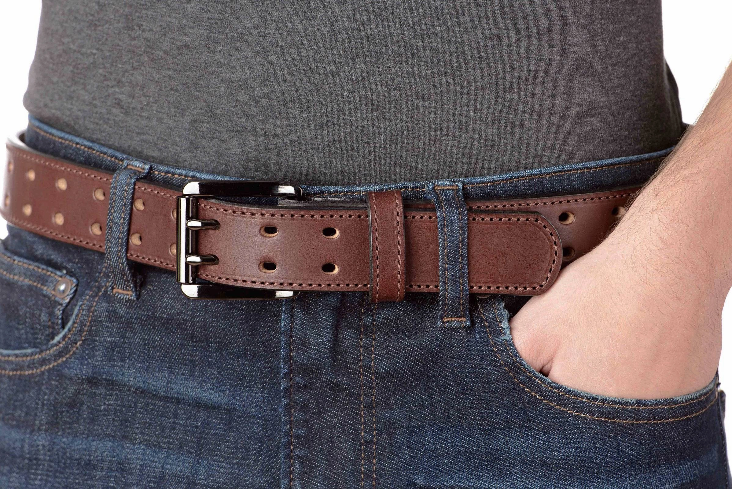 The Holey Bull: Brown Stitched Double Prong Max Thick 1.50"