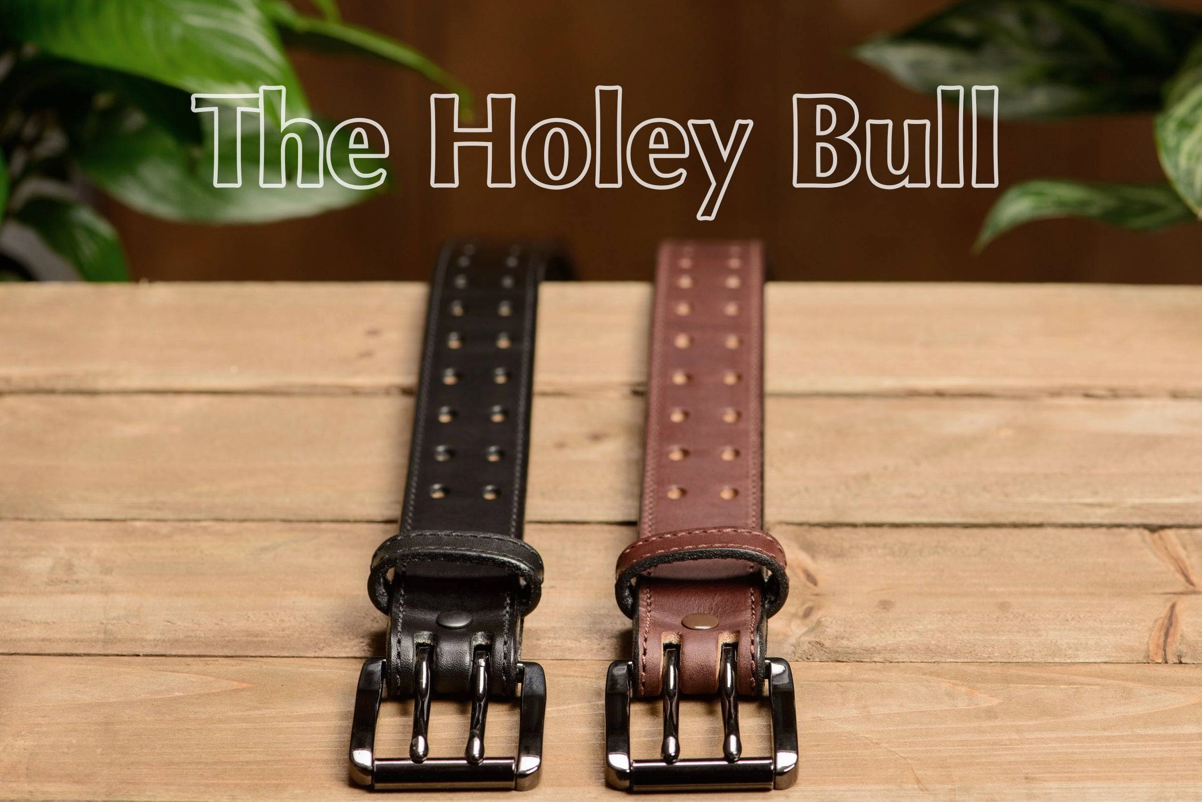 The Holey Bull: Brown Stitched Double Prong Max Thick 1.50"