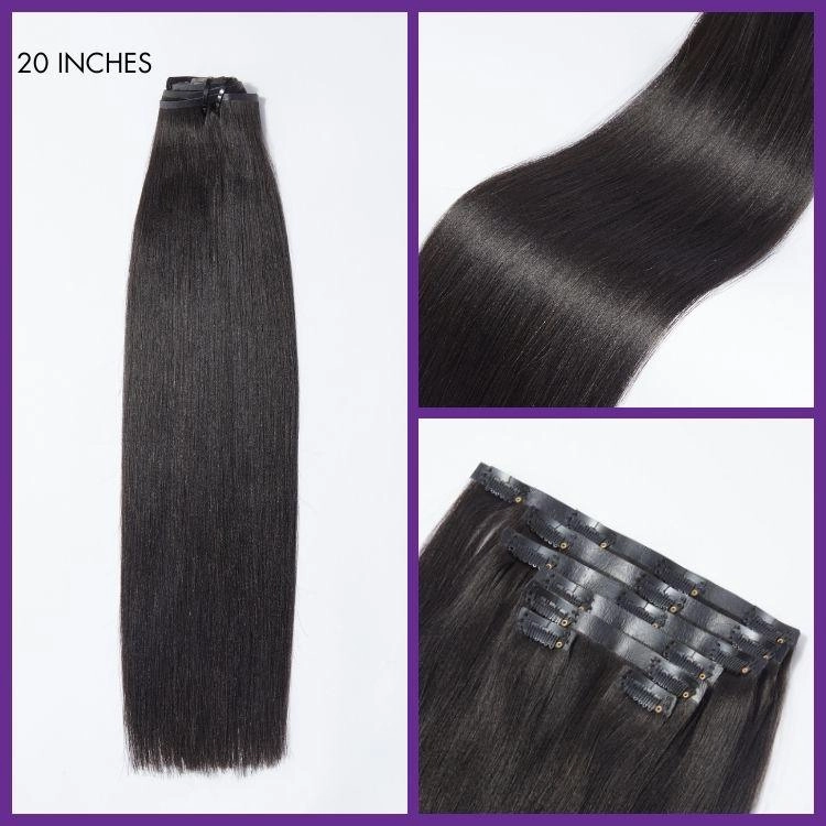 Ultra Natural Seamless Yaki Straight Clip in Human Hair Extensions Hair Pieces 135g 9pcs / 7pcs with Free Gift