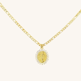 Virgin Mary Figaro Chain Necklace